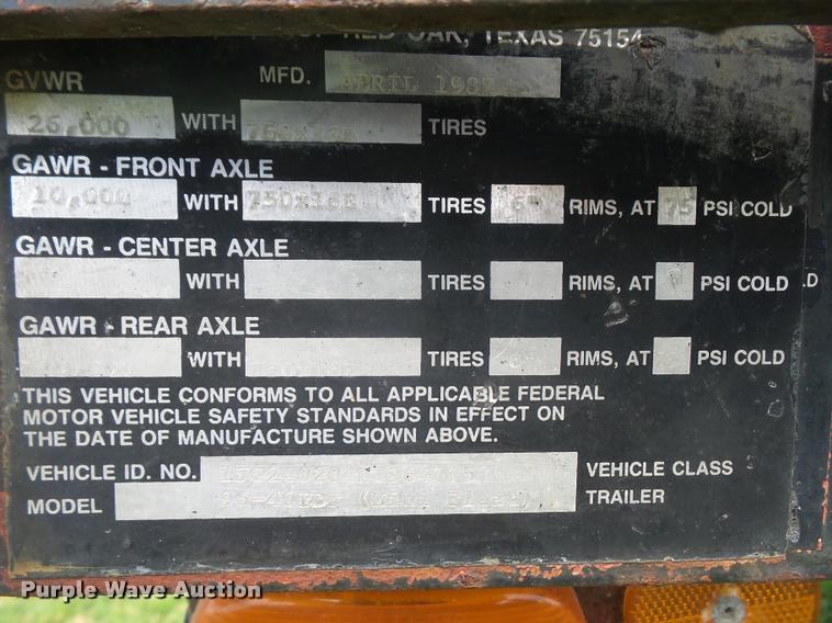 image for item DA1624 1987 J-Rod 9640TDF equipment trailer