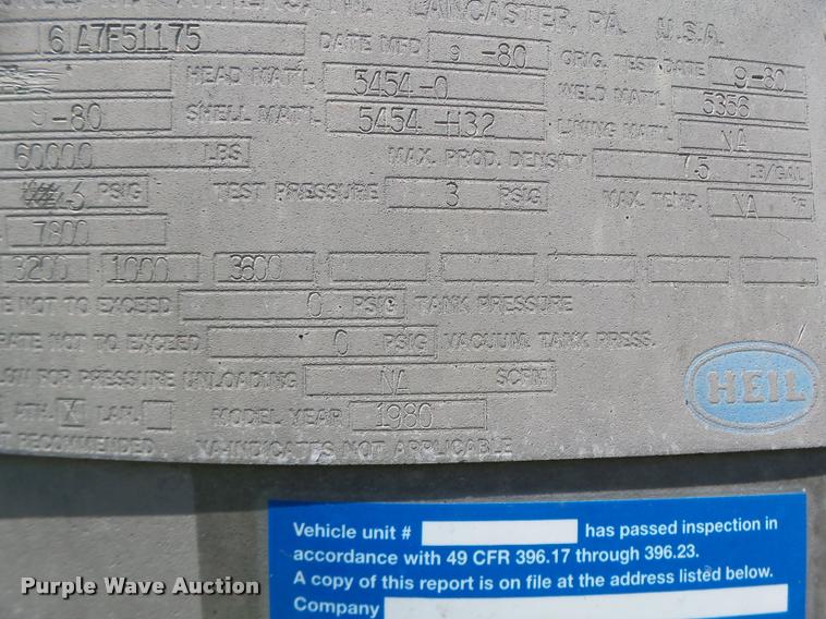 image for item DB1390 1980 Heil tank trailer