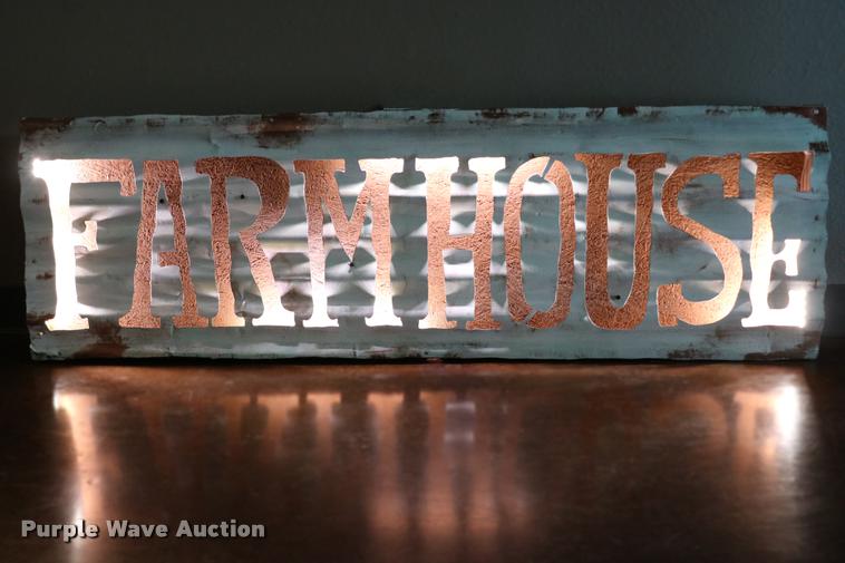 image for item G1298 Farmhouse Metal and Wood Cutout Lit Sign
