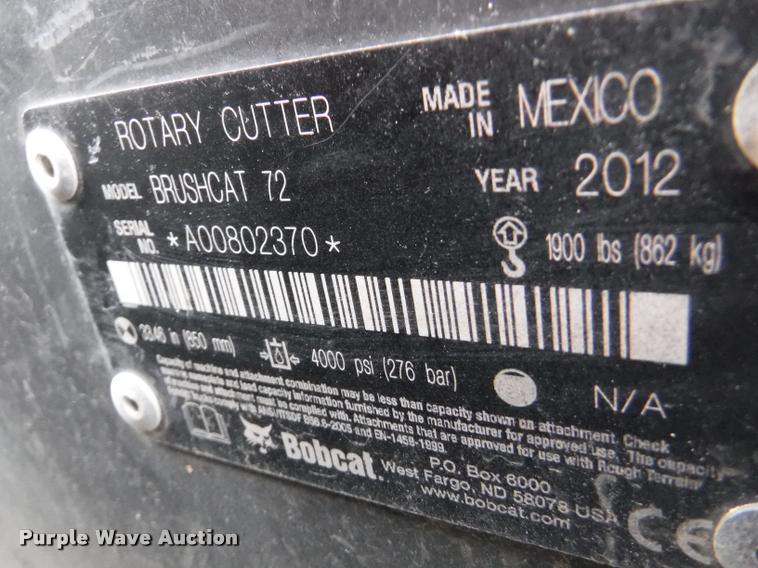 image for item BY9811 2012 Bobcat skid steer mower