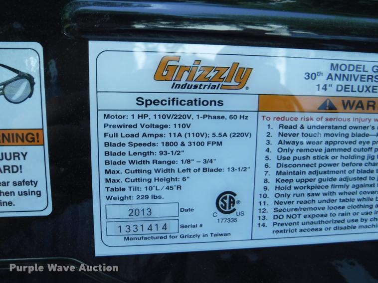 image for item BY9830 2013 Grizzly Deluxe bandsaw