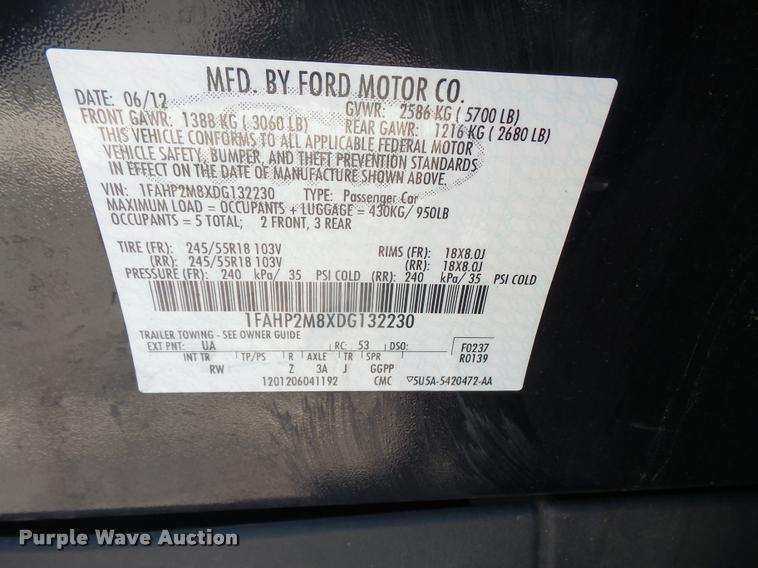 image for item DA1663 2013 Ford Taurus Police Interceptor