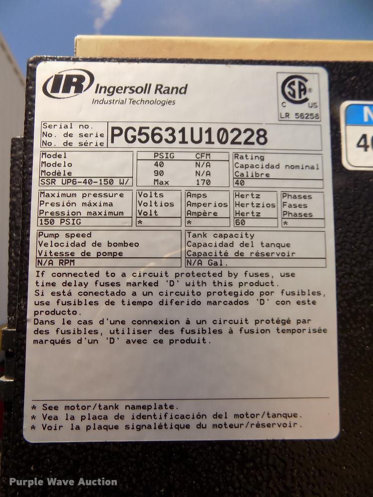 image for item DA3060 2010 Ingersoll Rand TA/40HP air compressor