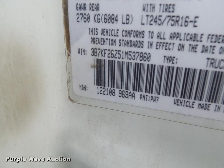 image for item DB1403 2001 Dodge Ram 2500 utility bed pickup truck