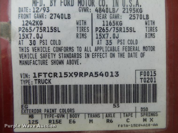 image for item DB7464 1994 Ford Ranger SuperCab pickup truck