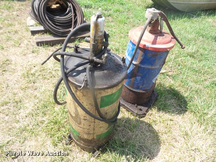 (2) grease barrels with pumps in Tecumseh, KS Item DK9451 sold