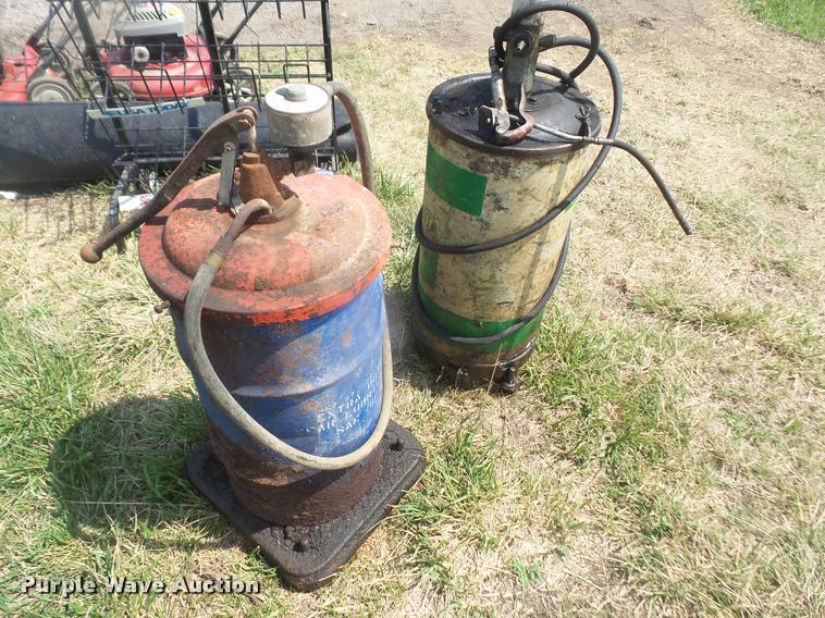(2) grease barrels with pumps in Tecumseh, KS Item DK9451 sold