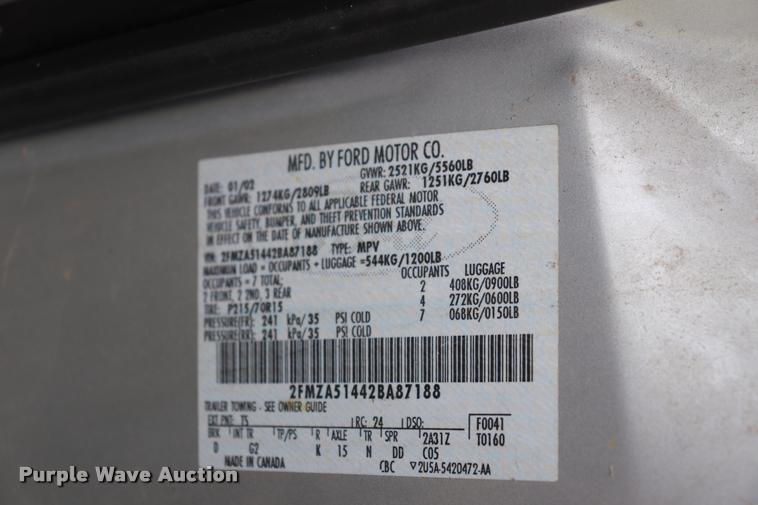 image for item DK9549 2002 Ford Windstar LX van
