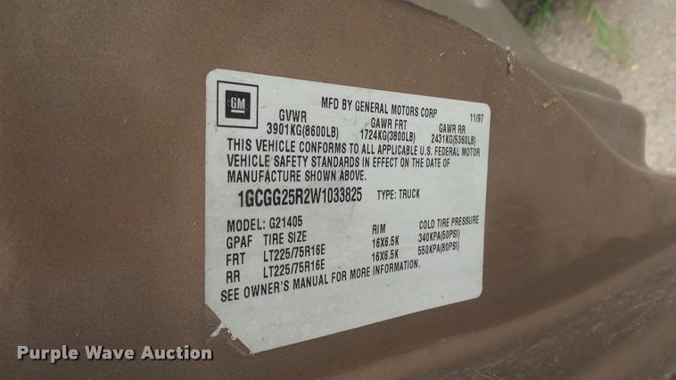 image for item DQ9088 1998 Chevrolet Express G2500 Cargo van