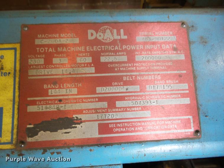 image for item K6465 Do All L-26DA-2 metal bandsaw