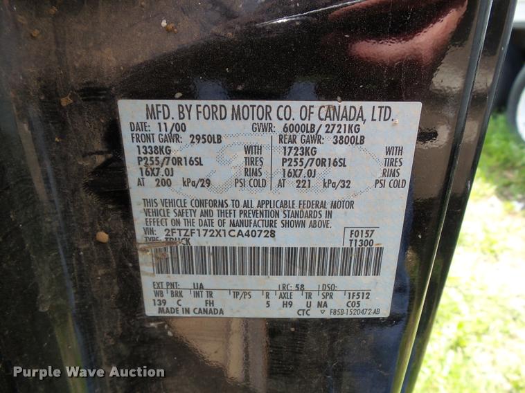 image for item L5543 2001 Ford F150 pickup truck