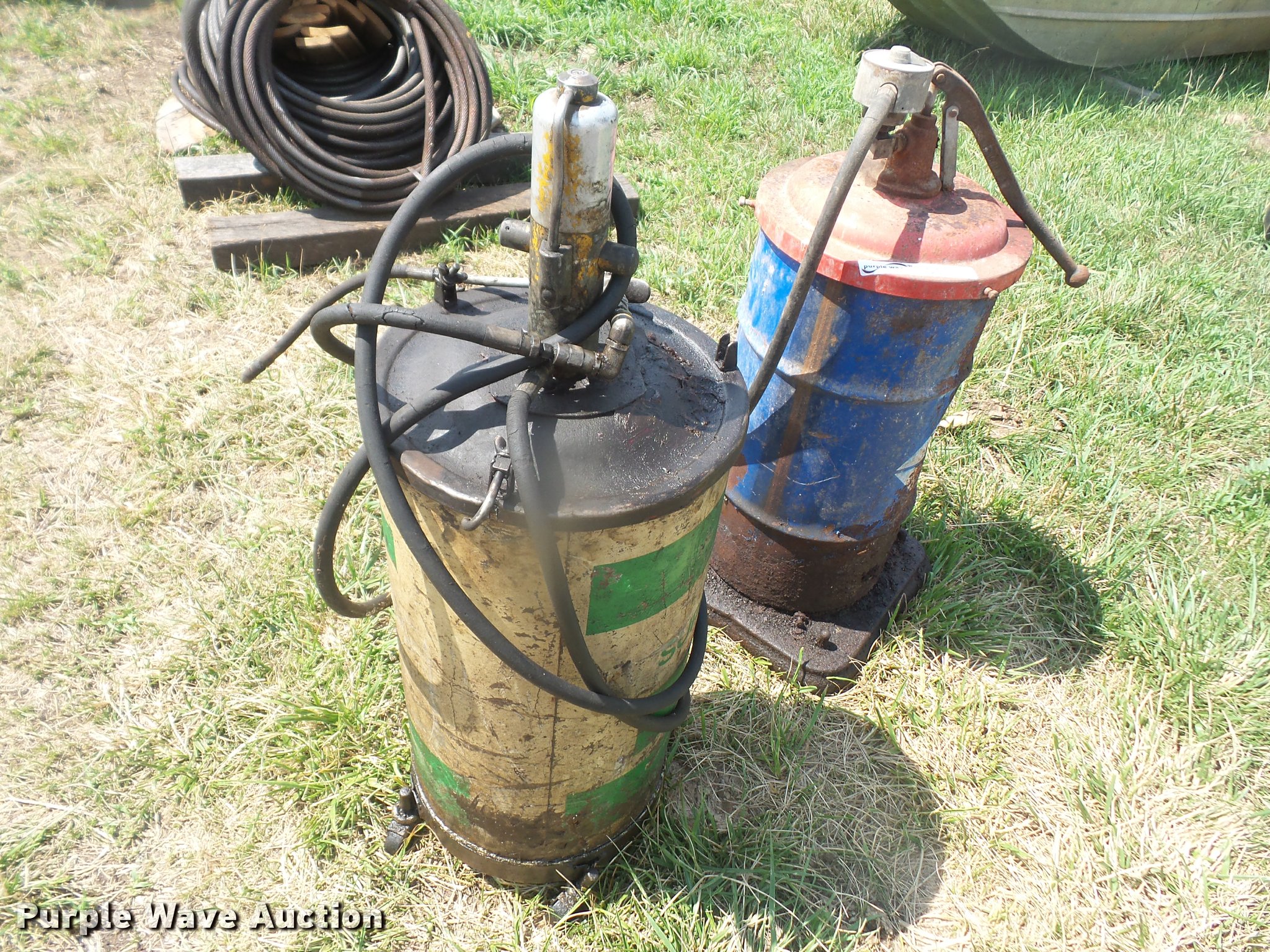 (2) grease barrels with pumps in Tecumseh, KS Item DK9451 sold