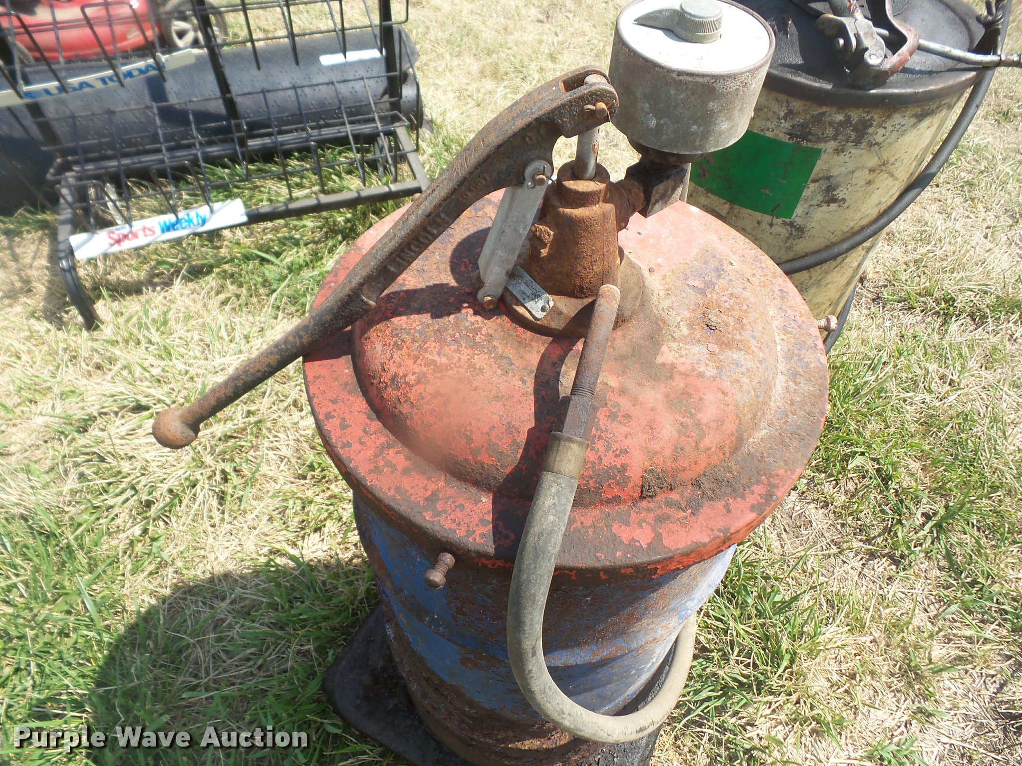 (2) grease barrels with pumps in Tecumseh, KS Item DK9451 sold