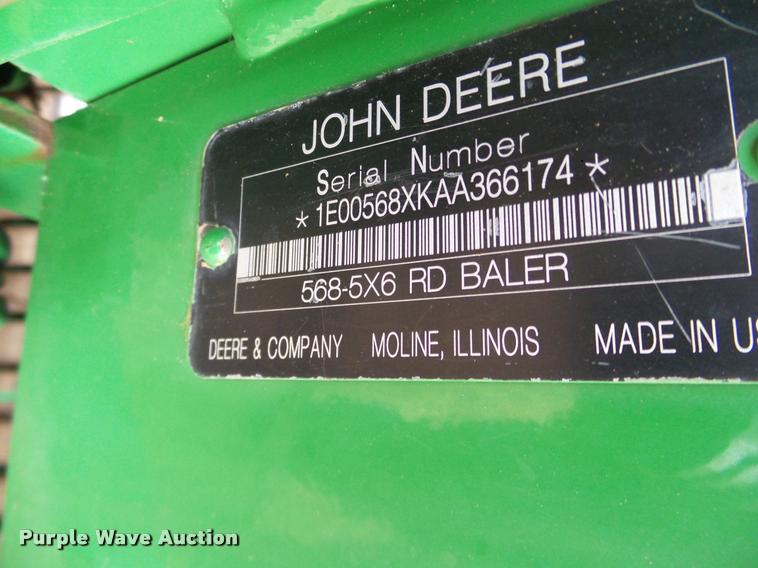 image for item DA5719 2010 John Deere 568 Mega Wide Plus round baler