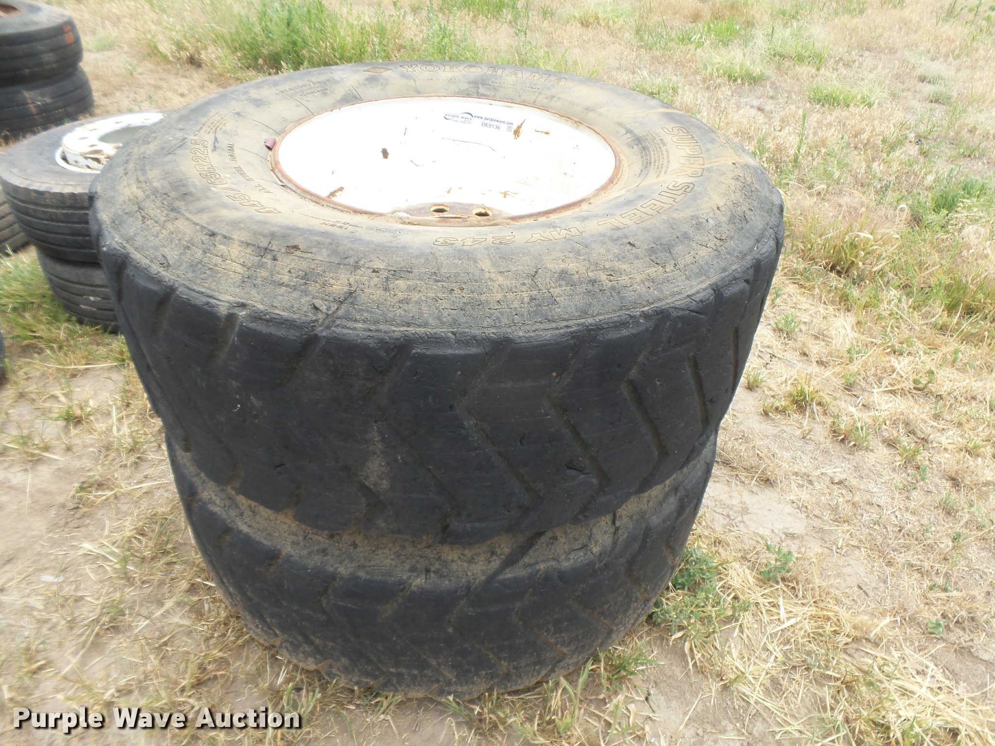 (2) Yokohama 445/65R22.5 foamfilled tires and wheels in Sublette, KS