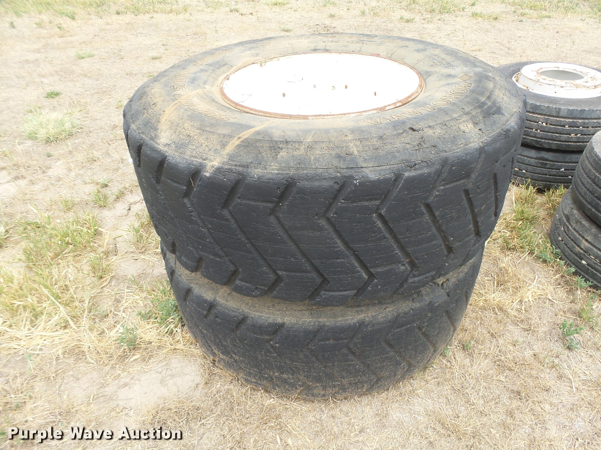 (2) Yokohama 445/65R22.5 foamfilled tires and wheels in Sublette, KS