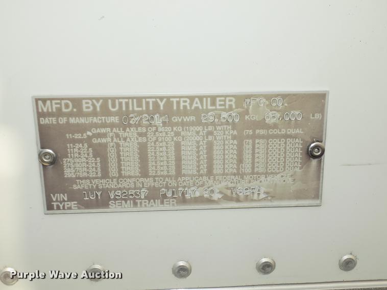 image for item DA3041 2014 Utility 3000R refrigerated van trailer