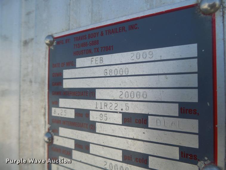 image for item DB1399 2009 Travis S/102 walking floor trailer