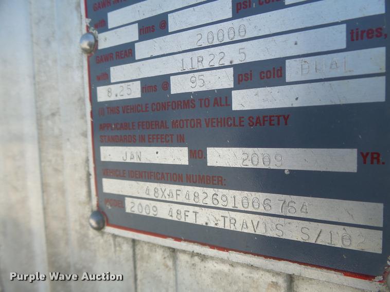 image for item DB1399 2009 Travis S/102 walking floor trailer