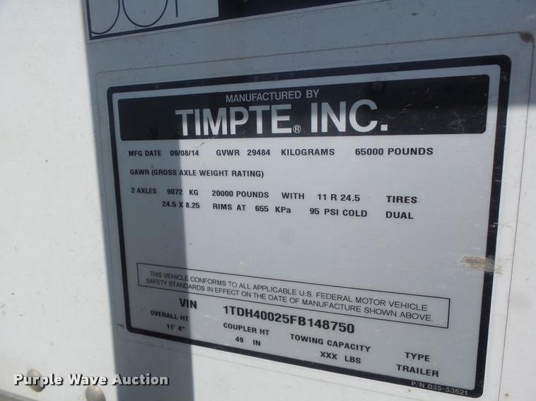 image for item DB1420 2015 Timpte double hopper bottom grain trailer