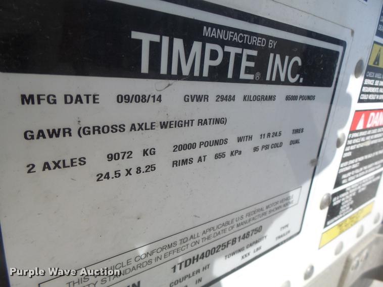 image for item DB1420 2015 Timpte double hopper bottom grain trailer