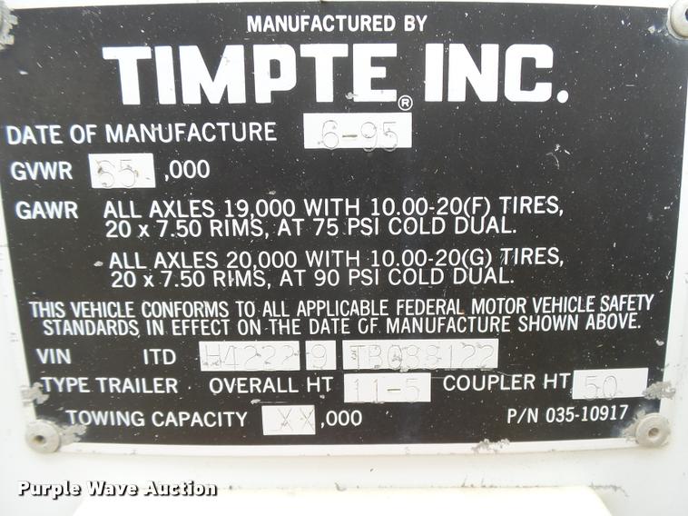 image for item DB2714 1996 Timpte double hopper bottom grain trailer