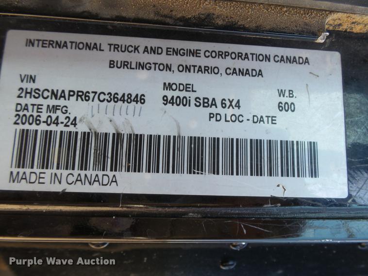 image for item DB2737 2007 International 9400i semi truck