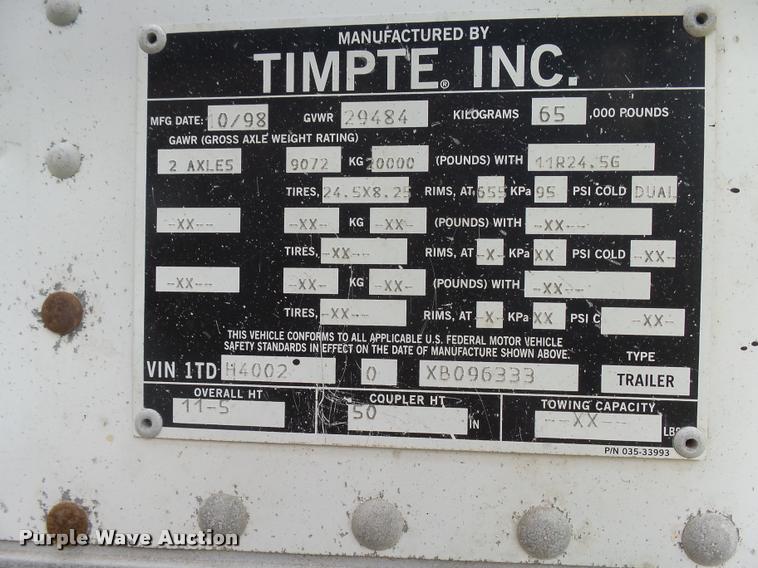 image for item DH9669 1998 Timpte Super Hopper double hopper grain trailer