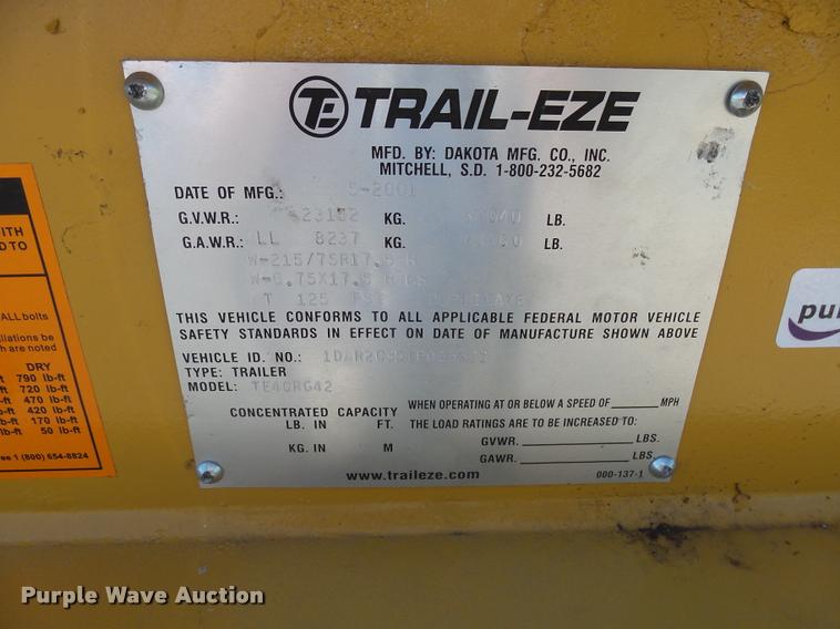 image for item DH9673 2001 Trail-Eze TE40R642 equipment trailer