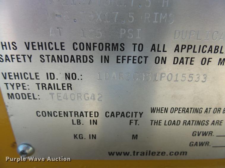 image for item DH9673 2001 Trail-Eze TE40R642 equipment trailer