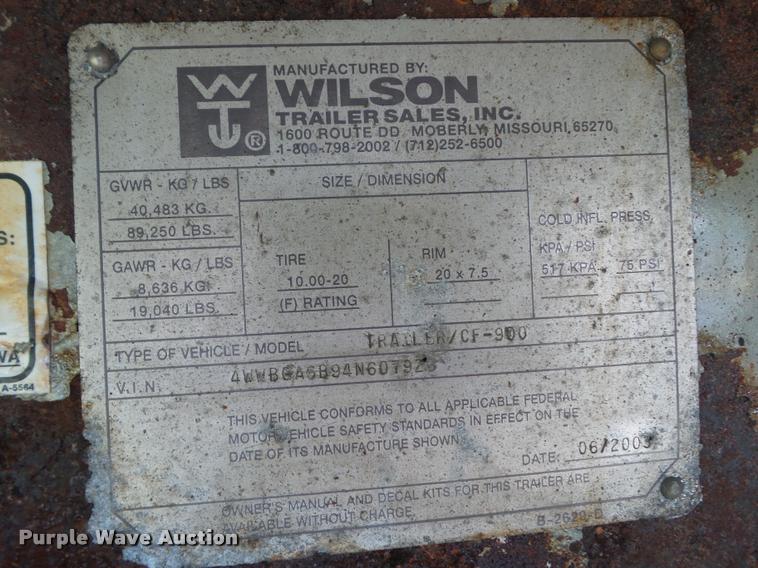 image for item L5625 2004 Wilson CF-900 flatbed trailer