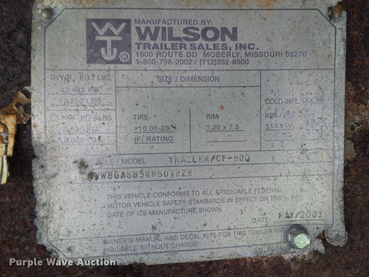 image for item L5626 2004 Wilson CF-900 flatbed trailer