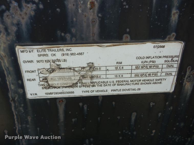 image for item BI9616 2006 Elite equipment trailer