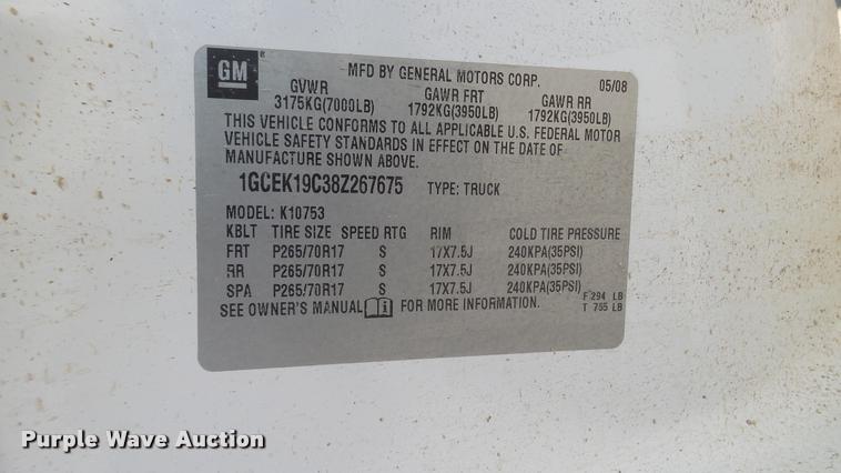 image for item DA1174 2008 Chevrolet Silverado 1500 Ext. Cab pickup truck