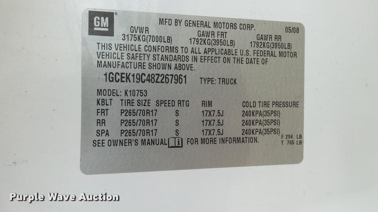 image for item DA1177 2008 Chevrolet Silverado 1500 Ext. Cab pickup truck