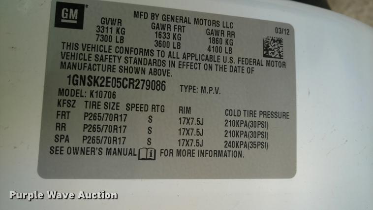 image for item DA5744 2012 Chevrolet Tahoe SUV