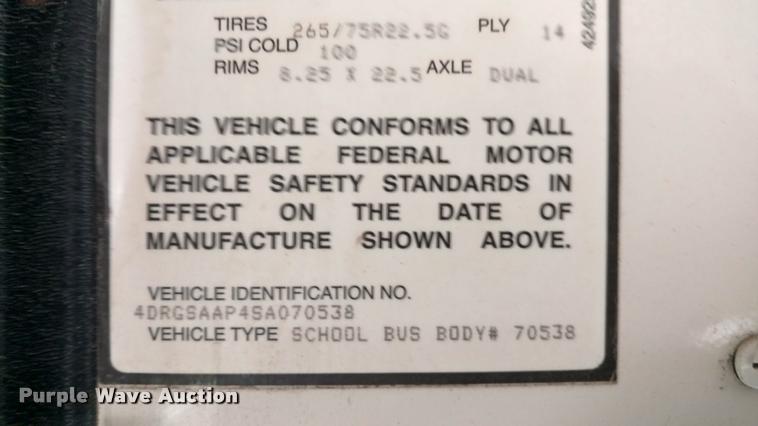 image for item DA5746 1995 Genesis AM Tran school bus