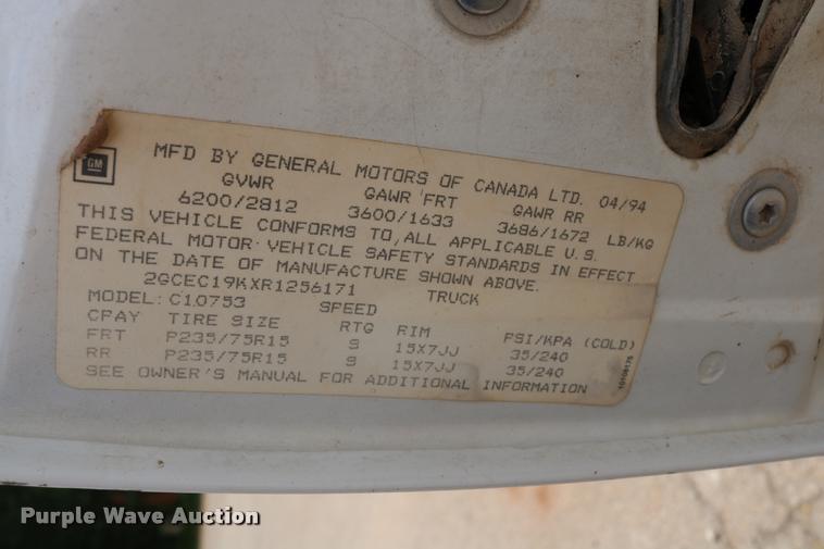 image for item DA6835 1994 Chevrolet Cheyenne 1500 Ext. Cab pickup truck