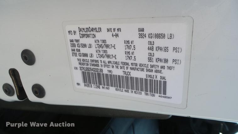 image for item DB3344 2004 Dodge Ram 2500 pickup truck