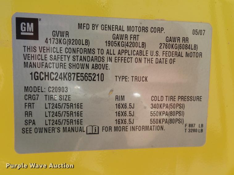 image for item DB4053 2007 Chevrolet Silverado 2500HD pickup truck