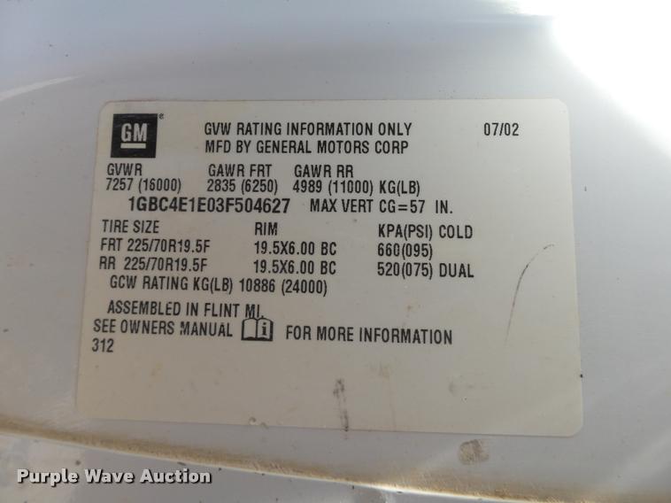 image for item DB4066 2003 Chevrolet C4500 flatbed truck