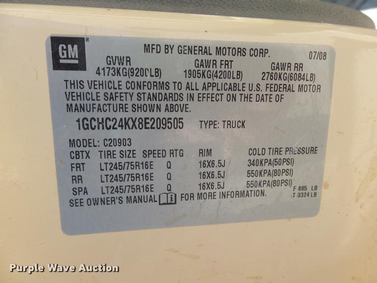 image for item DB4069 2008 Chevrolet Silverado 2500HD pickup truck