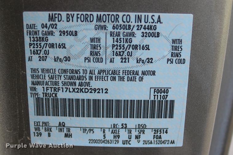 image for item DB9266 2002 Ford F150 XLT pickup truck