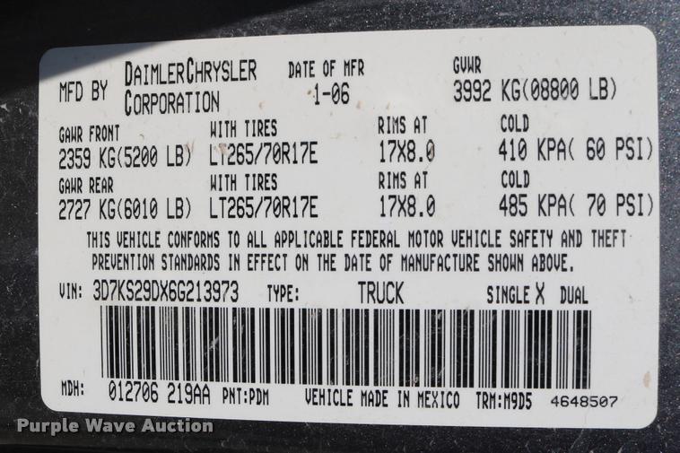 image for item DB9276 2006 Dodge Ram 2500 Mega Cab pickup truck