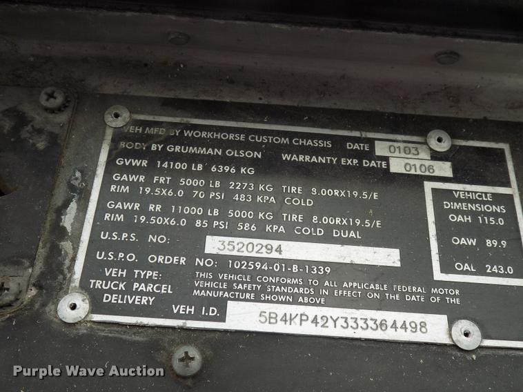 image for item DC4948 2003 Workhorse P42 delivery truck