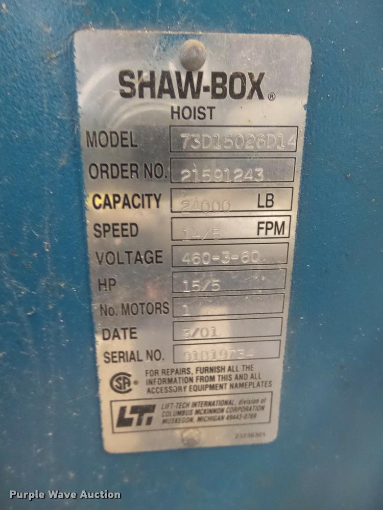 image for item DH9689 Shaw Box hoist