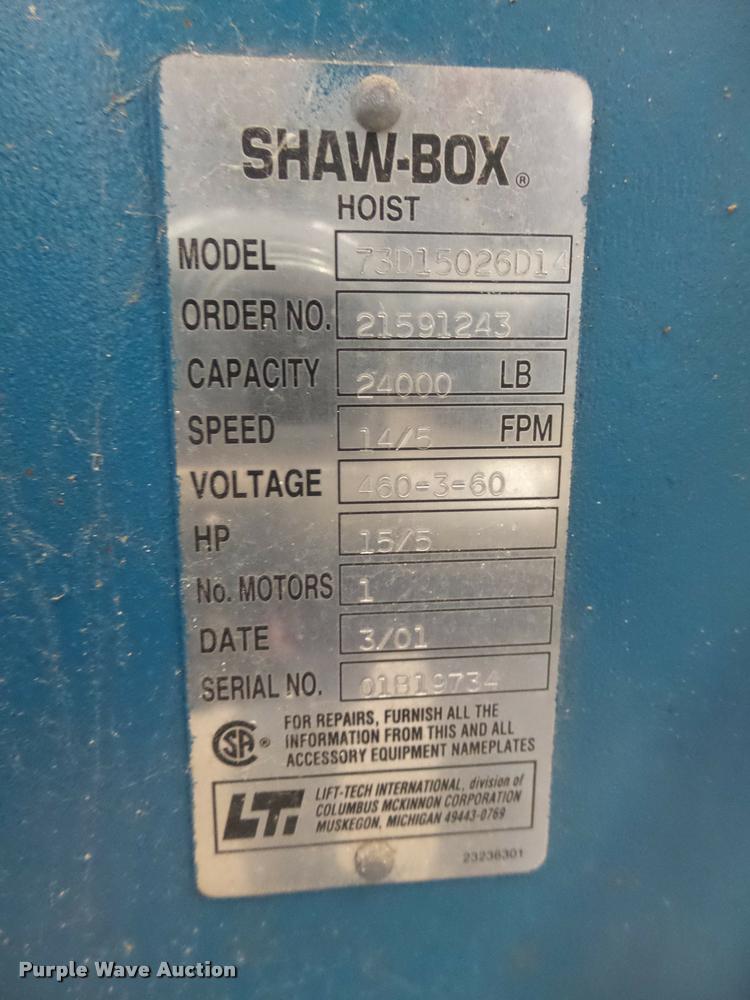 image for item DH9689 Shaw Box hoist