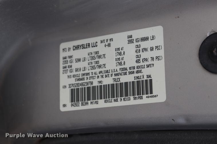 image for item DQ9474 2008 Dodge Ram 2500 pickup truck