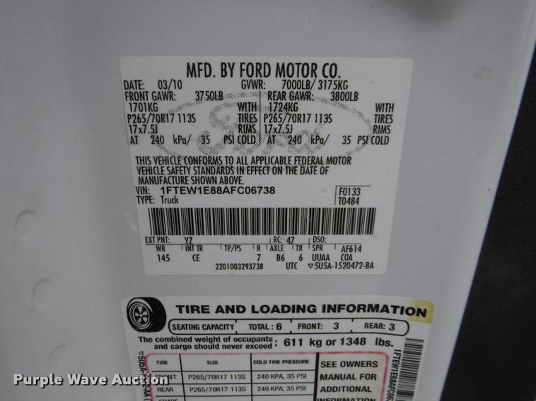 image for item K5907 2010 Ford F150 XL SuperCrew pickup truck