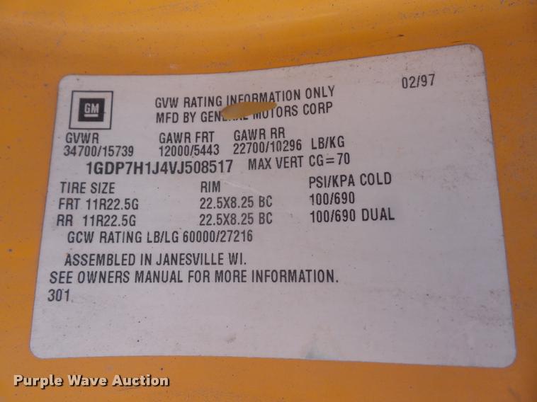 image for item DA1705 1997 GMC C7500 flatbed truck